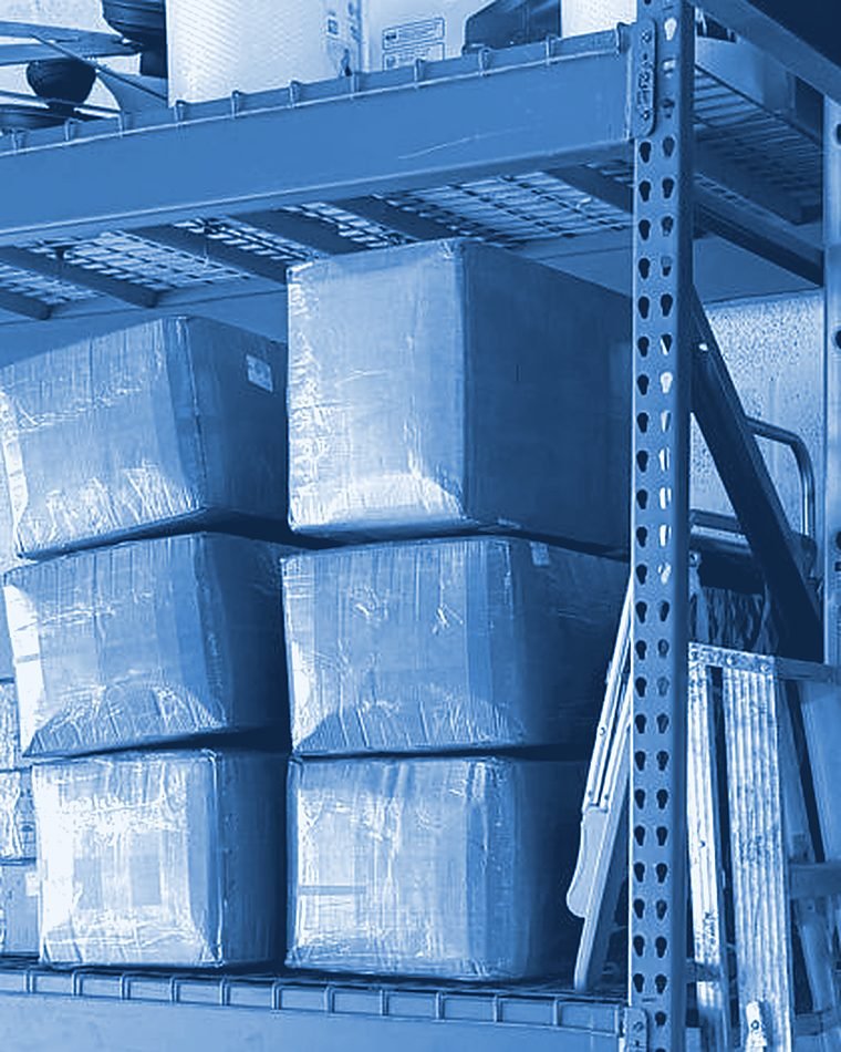 Cartons on pallet racking